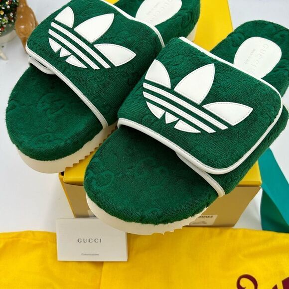 Men’s Gucci X Adidas, slide sandals size 10 made in Italy - Picture 9 of 10